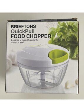 Brieftons Manual Food Chopper, Compact & Powerful Hand Pull 2-Cup, White